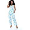 imageWomens Hawaiian Strap V with Pockets Jumpsuit in Pacific Palm NavyPacific Palm Cream