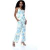 imageWomens Hawaiian Strap V with Pockets Jumpsuit in Pacific Palm NavyPacific Palm Cream