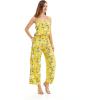 imageWomens Hawaiian Strap V with Pockets Jumpsuit in Pink Hibiscus VineGarden Poppy Yellow