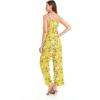 imageWomens Hawaiian Strap V with Pockets Jumpsuit in Pink Hibiscus VineGarden Poppy Yellow