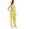 imageWomens Hawaiian Strap V with Pockets Jumpsuit in Pink Hibiscus VineGarden Poppy Yellow