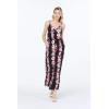 imageWomens Hawaiian Strap V with Pockets Jumpsuit in Pink Hibiscus VinePink Black Hibiscus Vine
