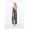 imageWomens Hawaiian Strap V with Pockets Jumpsuit in Pink Hibiscus VinePink Black Hibiscus Vine