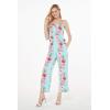 imageWomens Hawaiian Strap V with Pockets Jumpsuit in Pink Hibiscus VinePink Turquoise Hibiscus Vine