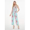 imageWomens Hawaiian Strap V with Pockets Jumpsuit in Pink Hibiscus VinePink Turquoise Hibiscus Vine