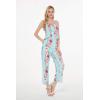 imageWomens Hawaiian Strap V with Pockets Jumpsuit in Pink Hibiscus VinePink Turquoise Hibiscus Vine