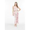 imageWomens Hawaiian Strap V with Pockets Jumpsuit in Pink Hibiscus VinePink White Hibiscus Vine