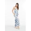 imageWomens Hawaiian Strap V with Pockets Jumpsuit in Simply Blue LeavesDay Dream Bloom