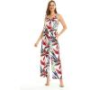 imageWomens Hawaiian Strap V with Pockets Jumpsuit in Simply Blue LeavesGarden at Dawn