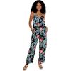 imageWomens Hawaiian Strap V with Pockets Jumpsuit in Hibiscus BlueBlooming Lily