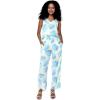 imageWomens Hawaiian Strap V with Pockets Jumpsuit in Pacific Palm NavyPacific Palm Cream