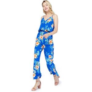 imageWomens Hawaiian Strap V with Pockets Jumpsuit in Hibiscus BlueHibiscus Blue