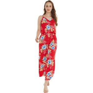 imageWomens Hawaiian Strap V with Pockets Jumpsuit in Hibiscus BlueHibiscus Red