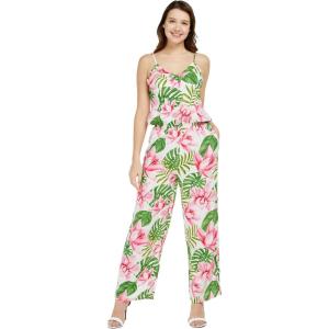 imageWomens Hawaiian Strap V with Pockets Jumpsuit in Lotus and OrchidLotus and Orchid