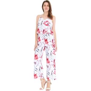 imageWomens Hawaiian Strap V with Pockets Jumpsuit in Lotus and OrchidMisty Lotus White