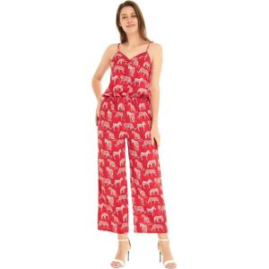 imageWomens Hawaiian Strap V with Pockets Jumpsuit in Lotus and OrchidTropical Jungle Red