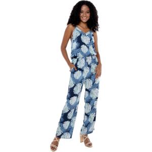 imageWomens Hawaiian Strap V with Pockets Jumpsuit in Pacific Palm NavyPacific Palm Navy