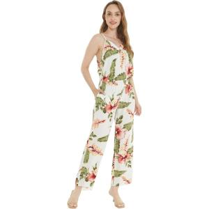 imageWomens Hawaiian Strap V with Pockets Jumpsuit in Rafelsia BlackRafelsia Cream