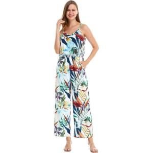 imageWomens Hawaiian Strap V with Pockets Jumpsuit in Simply Blue LeavesLost in Paradise
