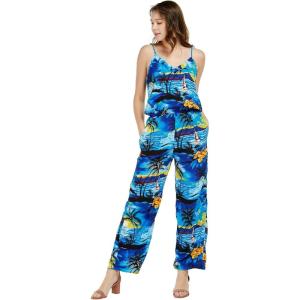 imageWomens Hawaiian Strap V with Pockets Jumpsuit in Sunset BlueSunset Blue