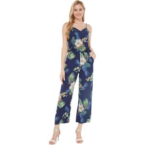 imageWomens Hawaiian Strap V with Pockets Jumpsuit in Wispy CereusPineapple Garden Navy