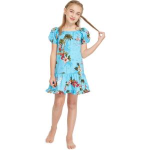 imageGirl Hawaiian Simple Muumuu Dress in Christmas Santa in HawaiiChristmas Santa in Hawaii in Turquoise