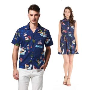 imageCouple Matching Hawaiian Luau Cruise Outfit Shirt Dress Christmas Santa in Hawaii RedChristmas Santa in Hawaii Navy