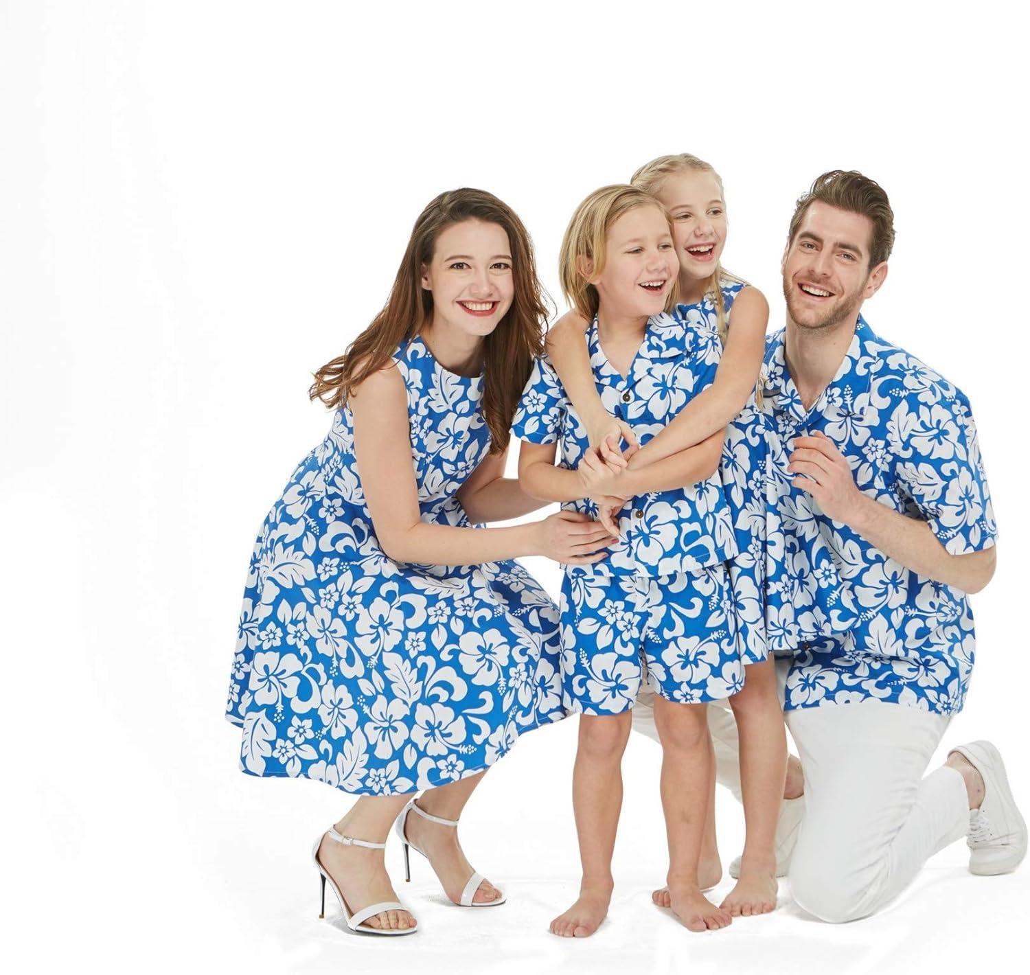 imageCouple Matching Hawaiian Luau Cruise Outfit Shirt Vintage Dress Classic WhiteClassic Vintage Blue