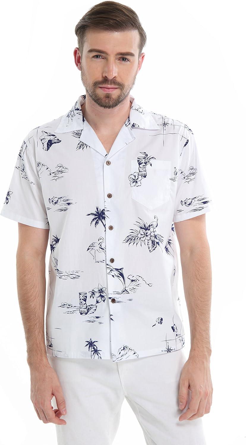 imageCouple Matching Hawaiian Luau Cruise Outfit Shirt Vintage Dress Classic WhiteClassic White