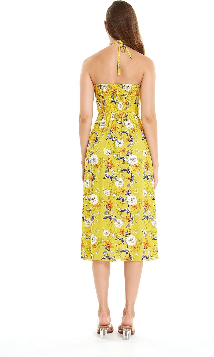 imageMatchable Couple Hawaiian Luau Shirt or Butterfly Dress in Garden Poppy YellowWomen Garden Poppy Yellow Navy