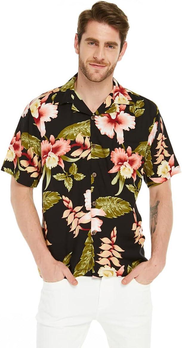 imageMatchable Couple Hawaiian Luau Shirt or Kimono in Pineapple Garden BlackMen Rafelsia Black