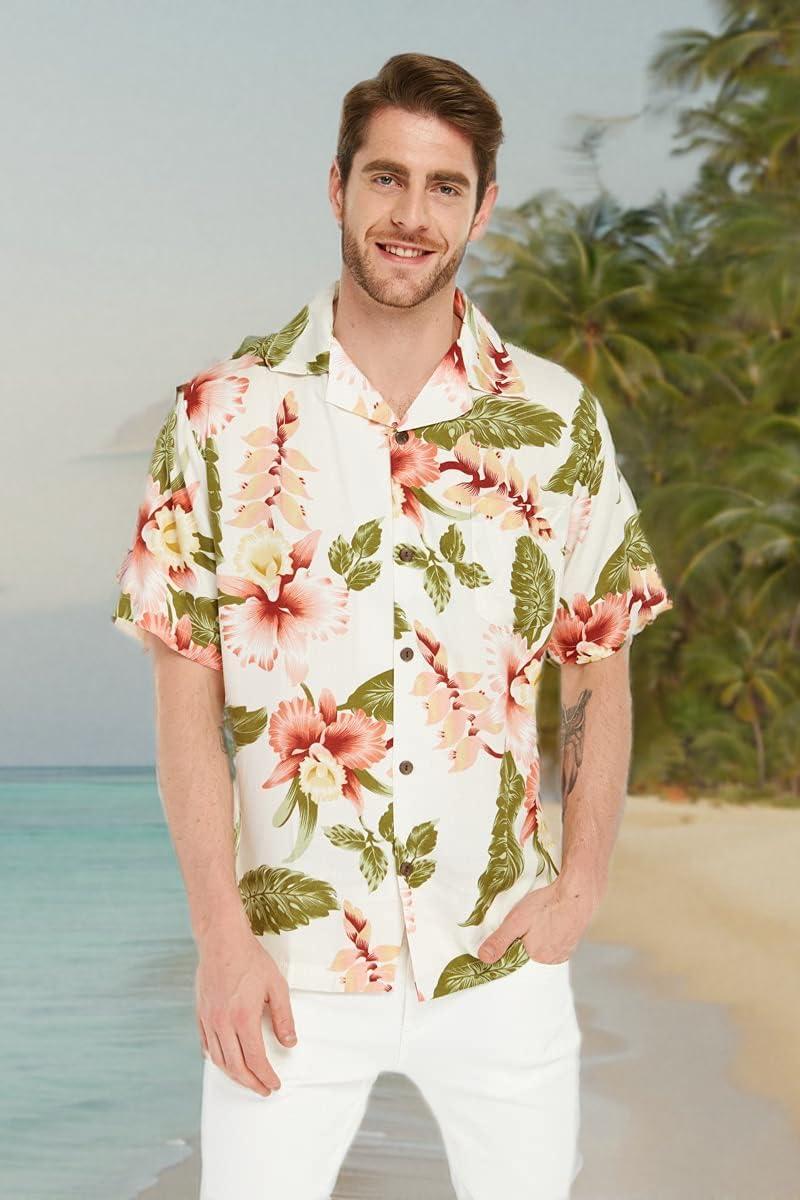 imageMatchable Couple Hawaiian Luau Shirt or Kimono in Pineapple Garden BlackWomen Rafelsia Cream