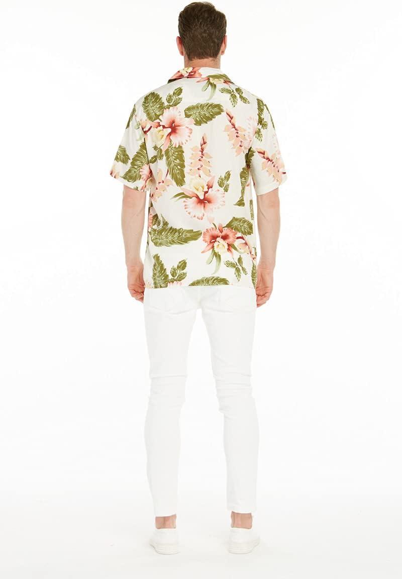 imageMatchable Couple Hawaiian Luau Shirt or Mermaid Ruffle Dress in Cream RafelsiaMen Cream Rafelsia