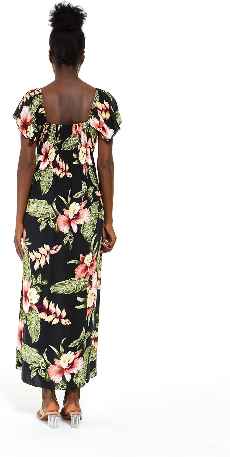 imageMatchable Couple Hawaiian Luau Shirt or Rahee Maxi Dress in Black RafelsiaMen Black Rafelsia