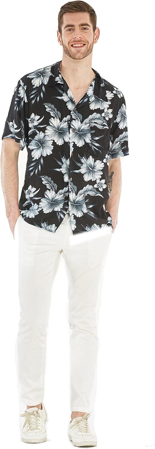imageMatchable Couple Hawaiian Luau Shirt or Rahee Maxi Dress in Simply Blue LeafMen Midnight Bloom