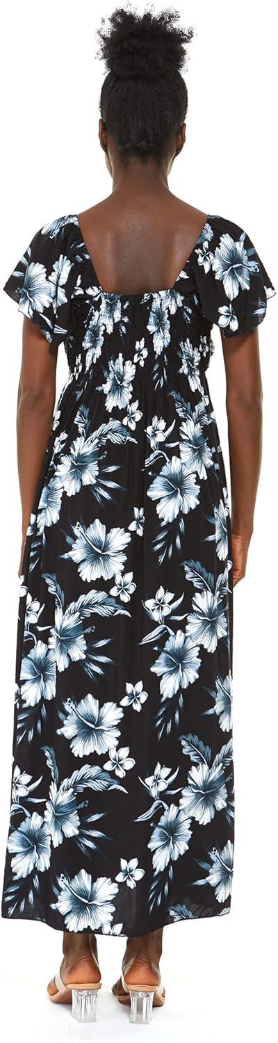 imageMatchable Couple Hawaiian Luau Shirt or Rahee Maxi Dress in Simply Blue LeafMen Midnight Bloom