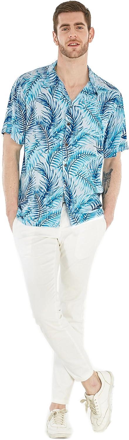 imageMatchable Couple Hawaiian Luau Shirt or Rahee Maxi Dress in Simply Blue LeafWomen Simply Blue Leaf