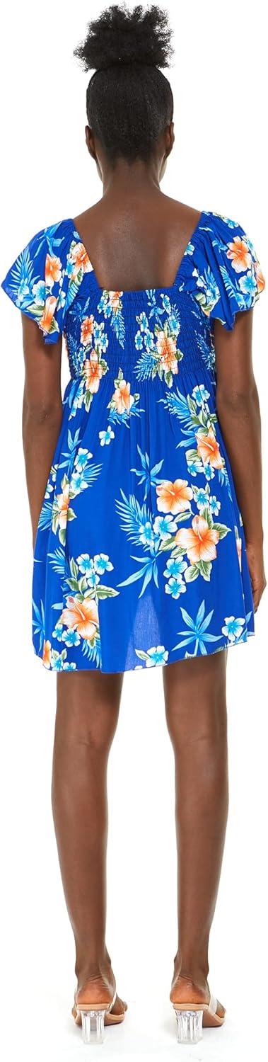 imageMatchable Couple Hawaiian Luau Shirt or Rahee Mini Dress in Hibiscus BlueMen Hibiscus Blue