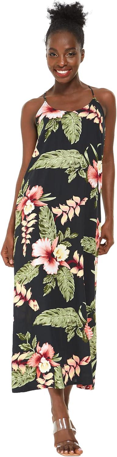 imageMatchable Couple Hawaiian Luau Shirt or Sweetheart Maxi Dress in Black RafelsiaMen Black Rafelsia