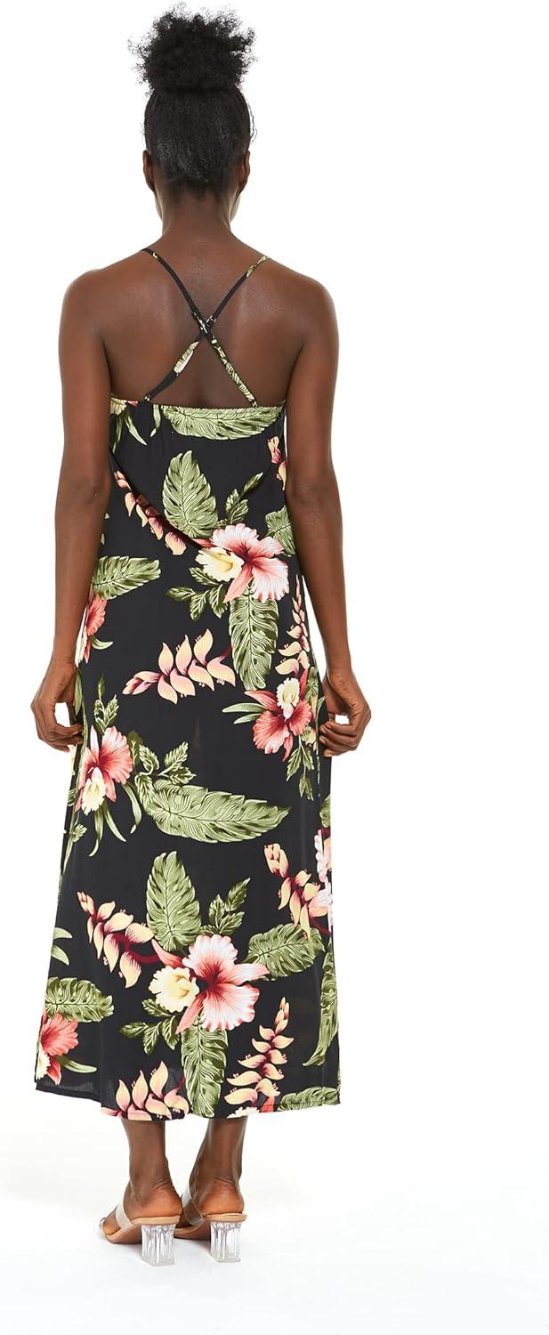 imageMatchable Couple Hawaiian Luau Shirt or Sweetheart Maxi Dress in Black RafelsiaMen Black Rafelsia