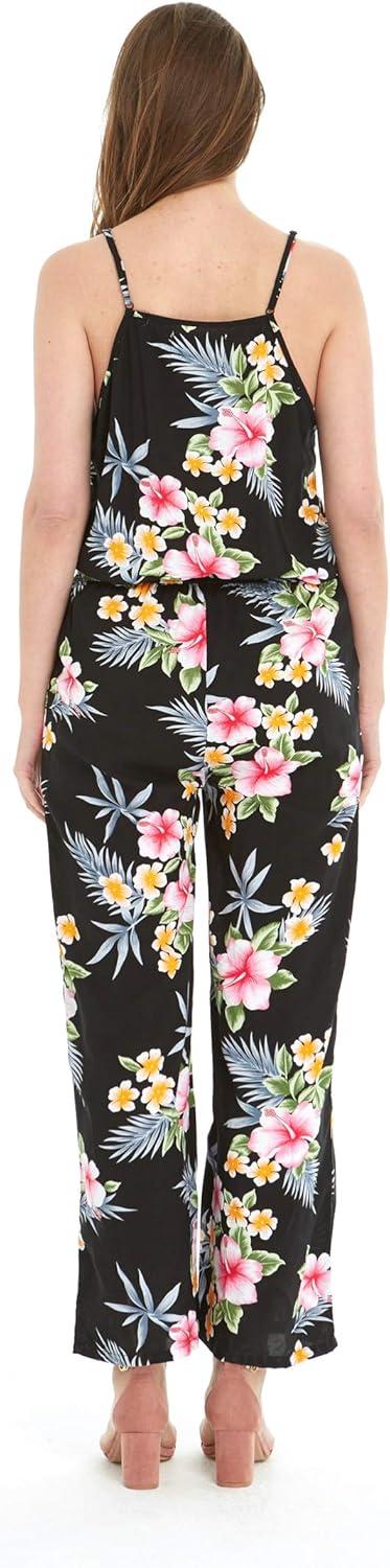 imageMatchable Couple Hawaiian Luau Shirt or VNeck Jumpsuit with Pockets in Hibiscus BlackWomen Hibiscus Black
