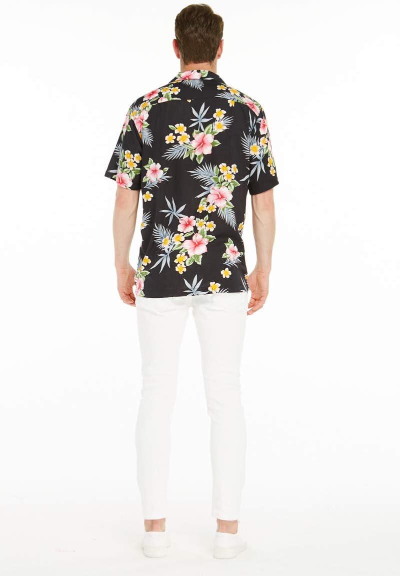 imageMatchable Couple Hawaiian Luau Shirt or VNeck Jumpsuit with Pockets in Hibiscus BlackWomen Hibiscus Black