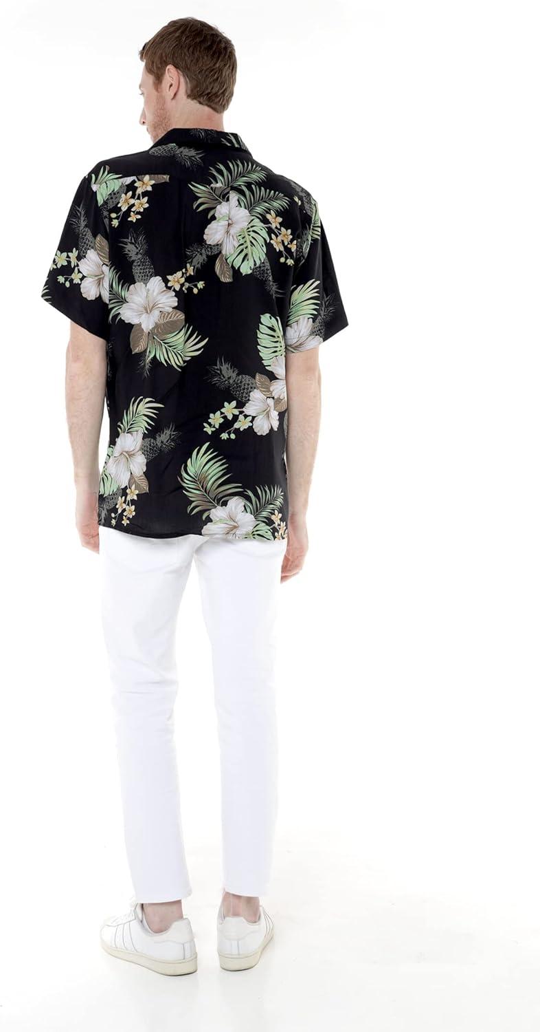 imageMatchable Couple Hawaiian Luau Shirt or Wide Legged Pants in Pineapple Garden BlackWomen Pineapple Garden Black