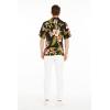 imageMatchable Couple Hawaiian Luau Shirt or Kimono in Pineapple Garden BlackWomen Rafelsia Black