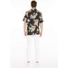 imageMatchable Couple Hawaiian Luau Shirt or VNeck Jumpsuit with Pockets in Hibiscus BlackMen Hibiscus Black