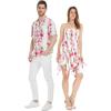 imageMatchable Couple Hawaiian Luau Shirt or Fairy Dress in Pink Black Hibiscus VineMen Pink White Hibiscus Vine