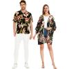 imageMatchable Couple Hawaiian Luau Shirt or Kimono in Pineapple Garden BlackWomen Rafelsia Black