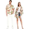 imageMatchable Couple Hawaiian Luau Shirt or Kimono in Pineapple Garden BlackWomen Rafelsia Cream
