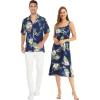 imageMatchable Couple Hawaiian Luau Shirt or Mermaid Ruffle Dress in Pineapple Garden NavyWomen Pineapple Garden Navy