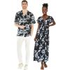 imageMatchable Couple Hawaiian Luau Shirt or Rahee Maxi Dress in Simply Blue LeafWomen Midnight Bloom